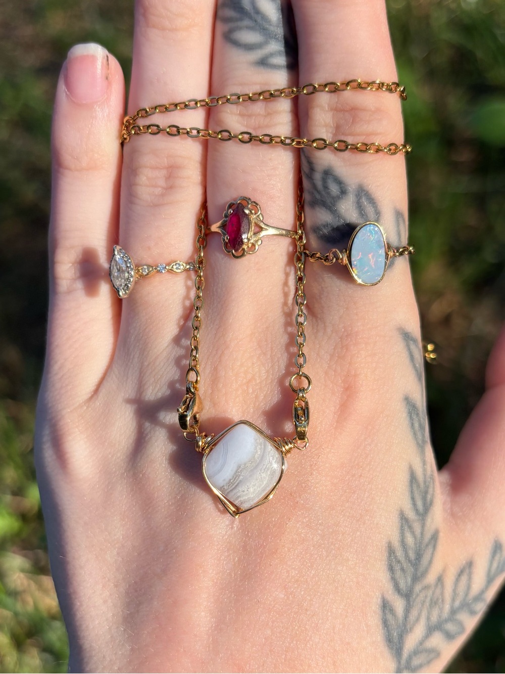 Blue lace agate interchangeable necklace